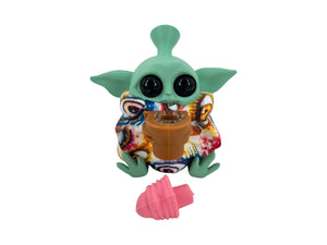 Baby Yoda Silicone Pipe Glass Bowl Star Wars Collectable Colorful Pattern with Lid