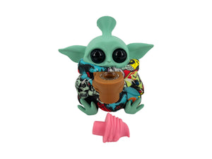 Baby Yoda Silicone Pipe Glass Bowl Star Wars Collectable Colorful Pattern with Lid