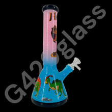 Load image into Gallery viewer, 10 Inch Beaker Base Ice Bong with Painted Characters
