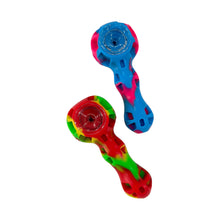 Load image into Gallery viewer, 4.5 Inch Gorgeous Silicone Spoon Pipe with Glass Bowl Collectable Variety Patterned Color
