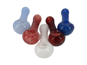 4 1/4 Inch Colorful Frits Powder Style Hand Pipe with Built-in Honeycomb Scree | Head Spoon Pipe