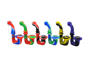 5.2 Inch Gorgeous Sherlock Silicone Pipe with Glass Bowl Collectable Variety Patterned Color