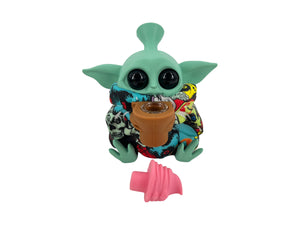 Baby Yoda Silicone Pipe Glass Bowl Star Wars Collectable Colorful Pattern with Lid