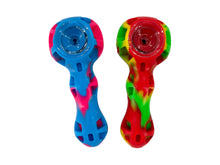 Load image into Gallery viewer, 4.5 Inch Gorgeous Silicone Spoon Pipe with Glass Bowl Collectable Variety Patterned Color
