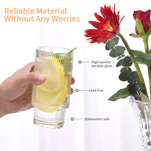 Load image into Gallery viewer, Ribbed Glass Cups with Glass Straws, 16oz/11oz Drinking Glasses, Set of 4pcs/6pcs
