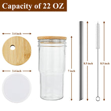 Load image into Gallery viewer, 24oz Drinking Glasses w/ Bamboo Lids Silver Straw Cups Beer Iced Coffee Glasses
