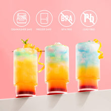 Load image into Gallery viewer, Ribbed Glass Cups with Glass Straws, 16oz/11oz Drinking Glasses, Set of 4pcs/6pcs
