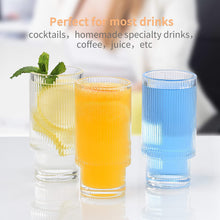 Load image into Gallery viewer, Ribbed Glass Cups with Glass Straws, 16oz/11oz Drinking Glasses, Set of 4pcs/6pcs
