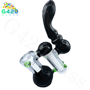 Double Downstem 7 Inches Bubbler | Heavy Duty - Black&Clear